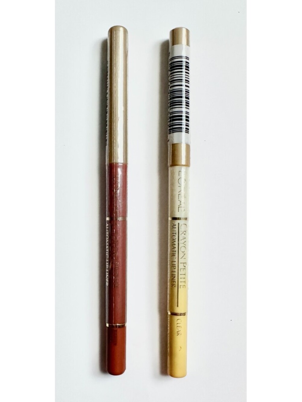 Lot of 2: NEW L'Oreal Crayon Petite Automatic Lip Liner in Barely Pinks & Clear